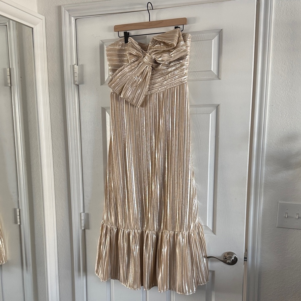 Anthropologie Gold Strapless Dress